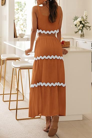 Women Clothing Lace Collage Sleeveless Short Vest High Waist Long Skirt Set