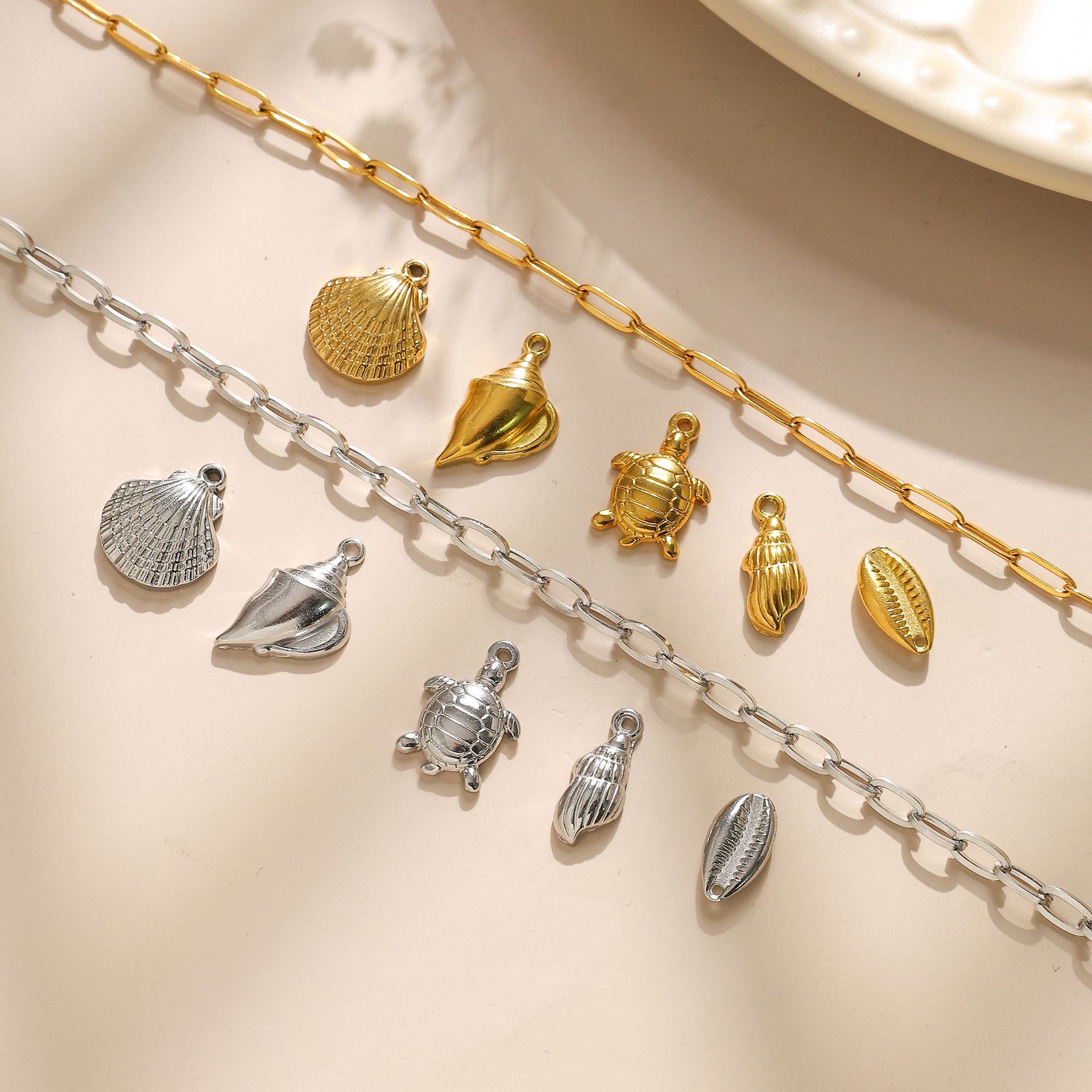 304ステンレス海洋シリーズ高投げ品質貝殻海螺海亀ペンダントビーチ風アクセサリーdiy部品