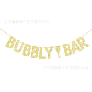 Holiday party decoration flag glitter flower banner string flag