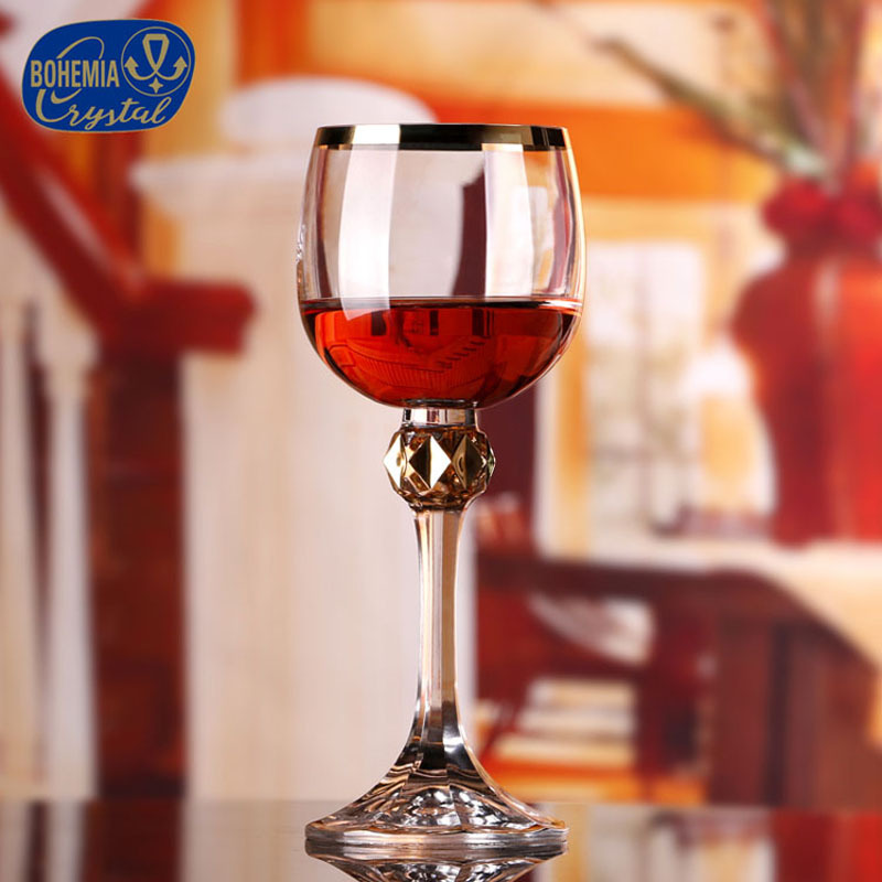 Copas de vino de cristal sin plomo importadas de República Checa, copas de vino tinto, copas, vasos de whisky, juego de copas de champán para el hogar con ribete dorado
