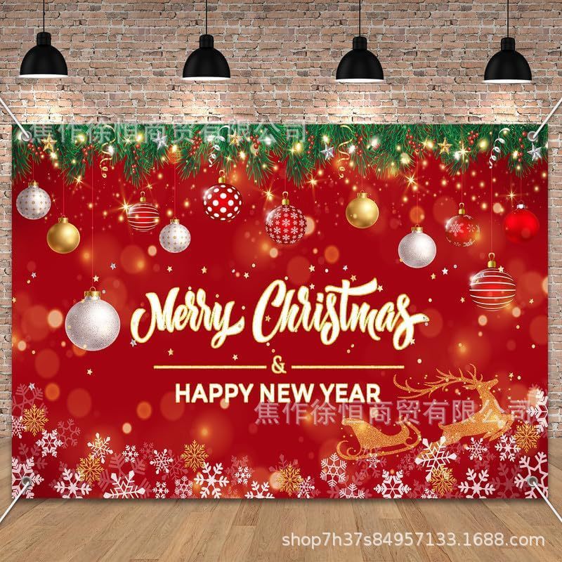 Amazon temu ホットセール新年とクリスマス背景布バナーメリークリスマスパーティー装飾小道具旗布|undefined