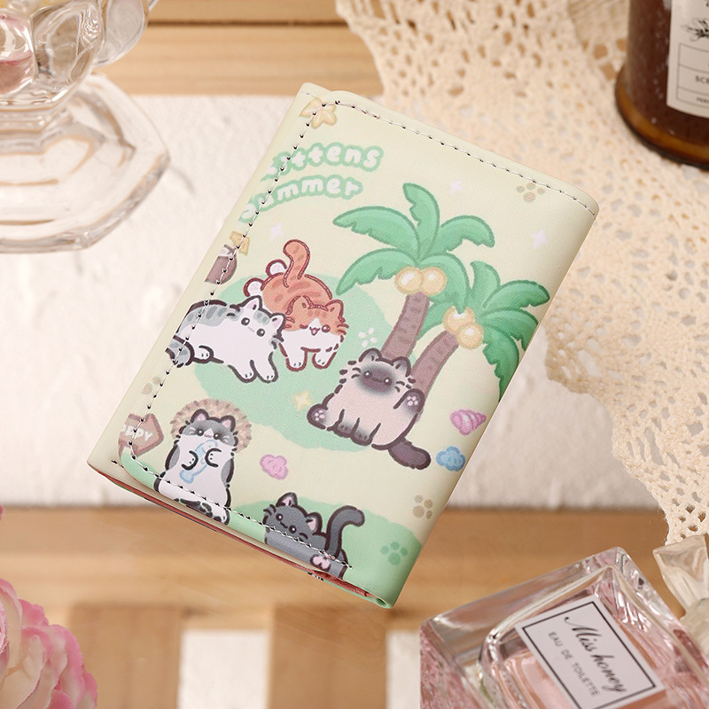 Nueva chica sueño primavera Picnic serie conejo oso tríptico cartera lindo diseño original multi-tarjeta monedero bolsa