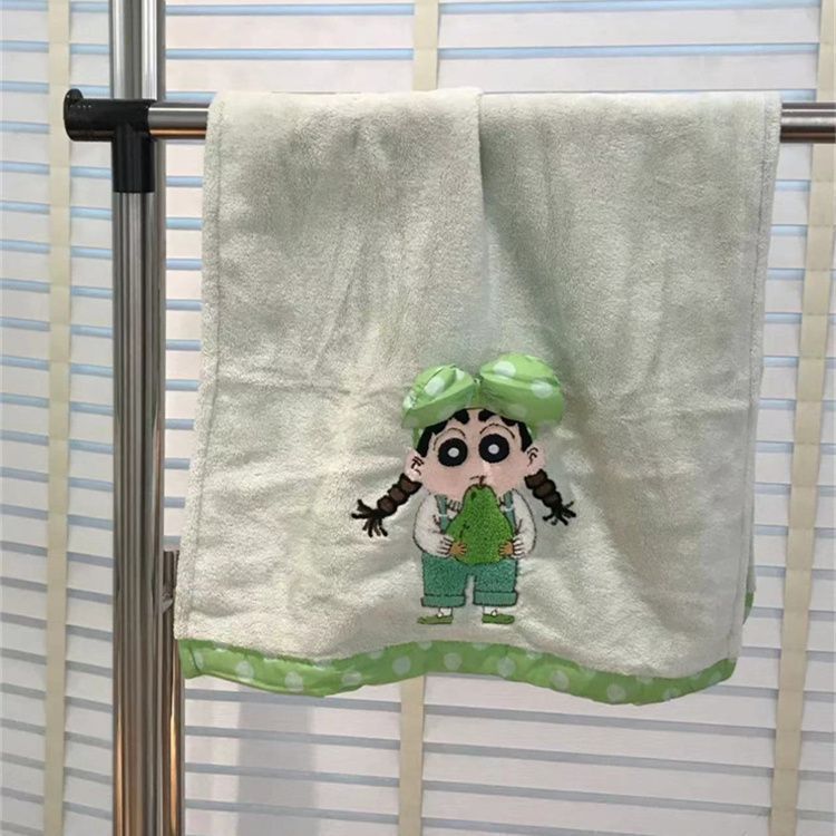 かわいい漫画の新しいクレヨンしんちゃん刺繍リボンタオルカップルスタイル家庭用フェイスタオルは水を吸収し、糸くずが落ちません|undefined
