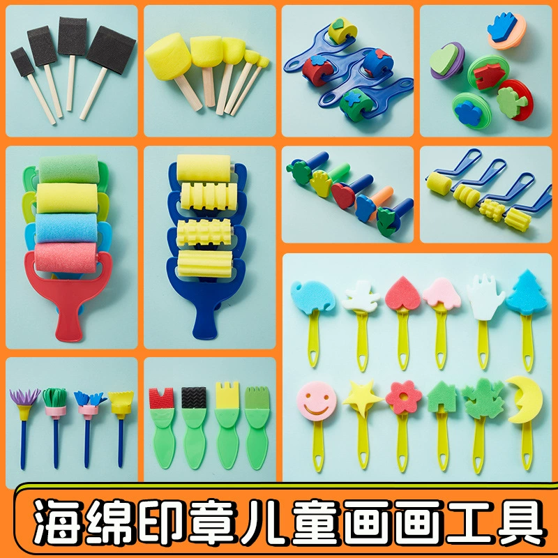 Набор из 12 губок-валиков для рисования для детей, трансграничная продажа на Amazon, инструменты для творчества DIY