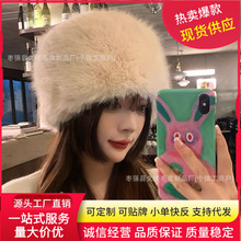 秋冬季皮草毛绒帽子女日系大头围加厚保暖防寒护耳渔夫帽显脸小