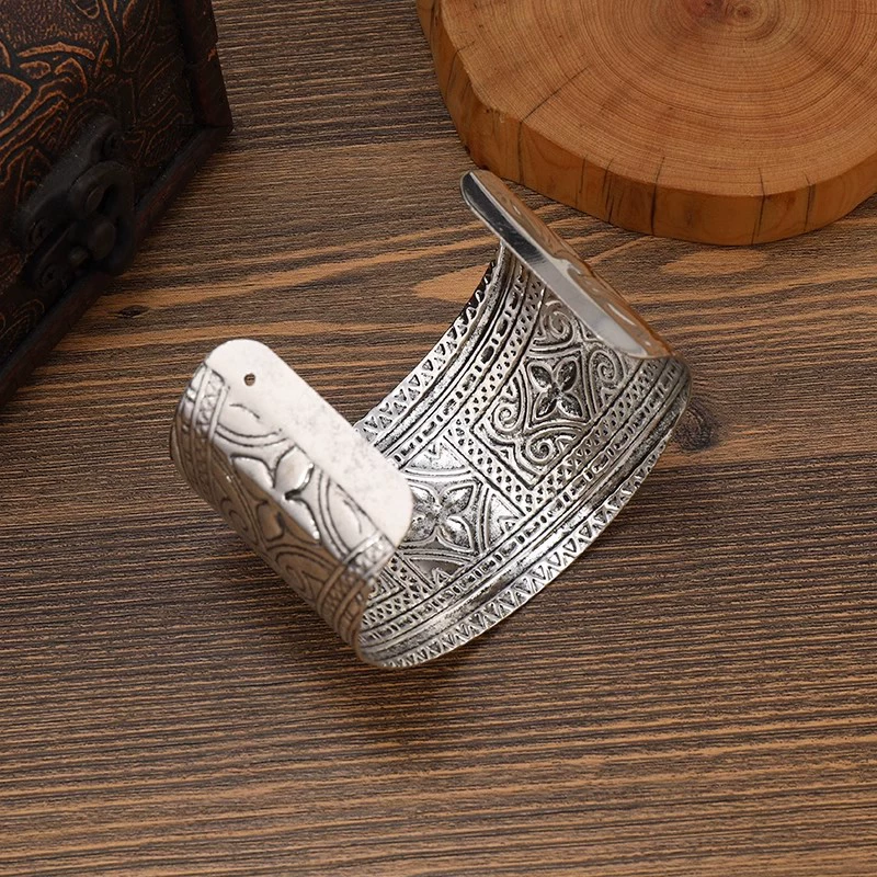 Retro ethnic carved bracelet, accessory, ethnic style, boho style