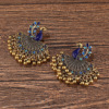 Retro small bell, pendant, metal earrings, design accessory, jewelry, India, peacock, trend of season