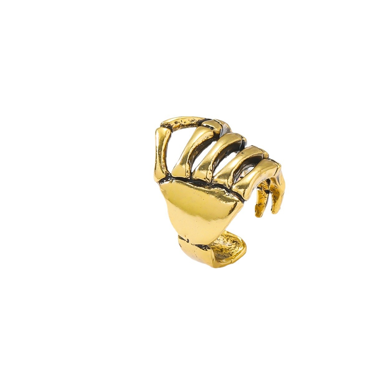 Moda europea y americana retro personalizado Halloween cráneo columna punk estilo earless clip de oreja extraña mano oreja clip de hueso