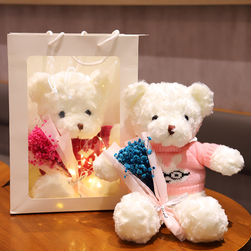 Wholesale Teddy Bear Doll Little Bear Doll Push Ring Plush Toy Children's Birthday Event Gift