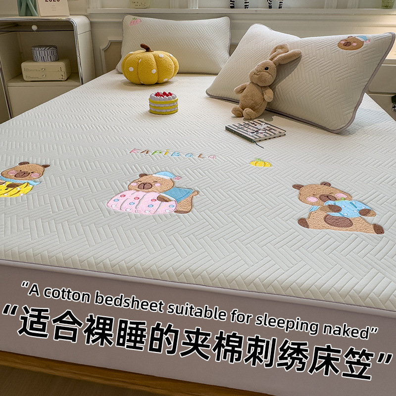 Cama de algodón de grasa tipo A una sola pieza 2025 nueva cubierta de cama a prueba de polvo de cama de tatami cubierta protectora de almohadilla
