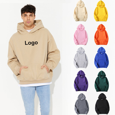 Large oversized Lovers money 350g Heavy pure cotton Sweater Easy Off the shoulder Terry Long sleeve hoodie
