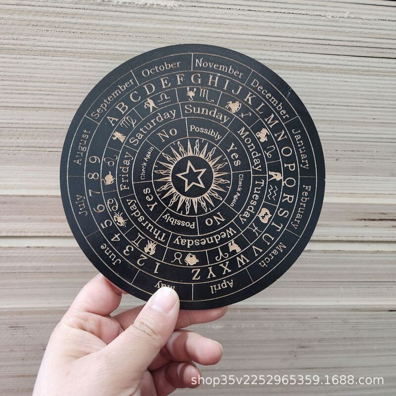 Wooden Pendulum Disc Poplar Energy Board Wooden Carving Crafts Home Meditation Ornaments Hanging Ornaments