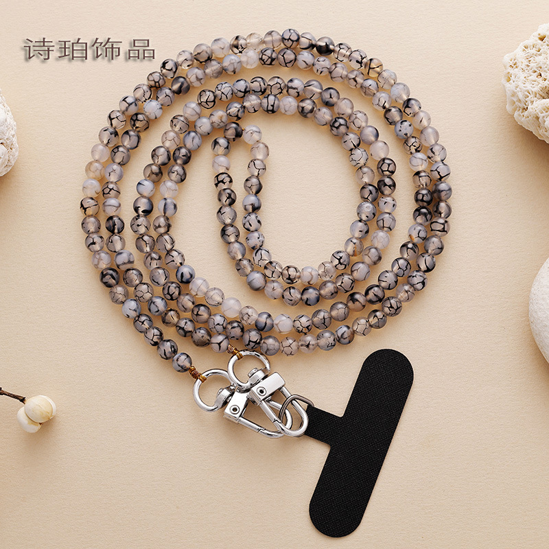 Crossbody Mobile Phone Lanyard Natural Stone Long Style Can Be Carried Outdoors Anti-Lost Hanging Neck Mobile Phone Rope Wrist Short Style Chain Can Be Customized