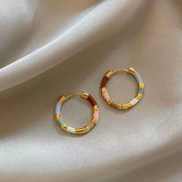 French Retro Accessible Luxury Colorfulful Enamel Earrings for Women New Chinoiserie Niche Contrasting Colorful Summer Dopamine Elegant Earrings