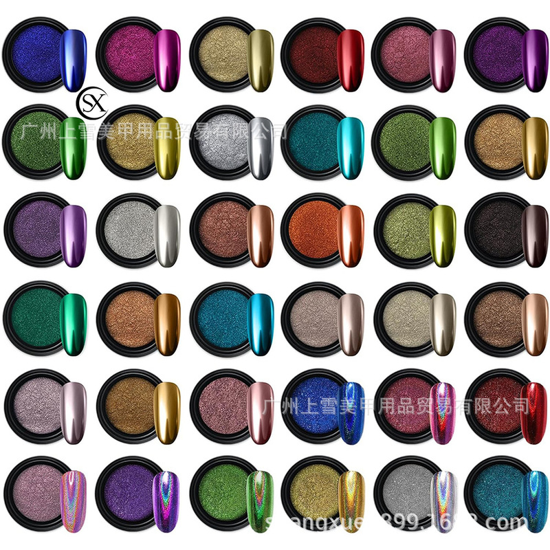 Artdone 36 Cans Chrome Nail Powder Nail Art Fimo Decoration Metallic Mirror Effect Holographic