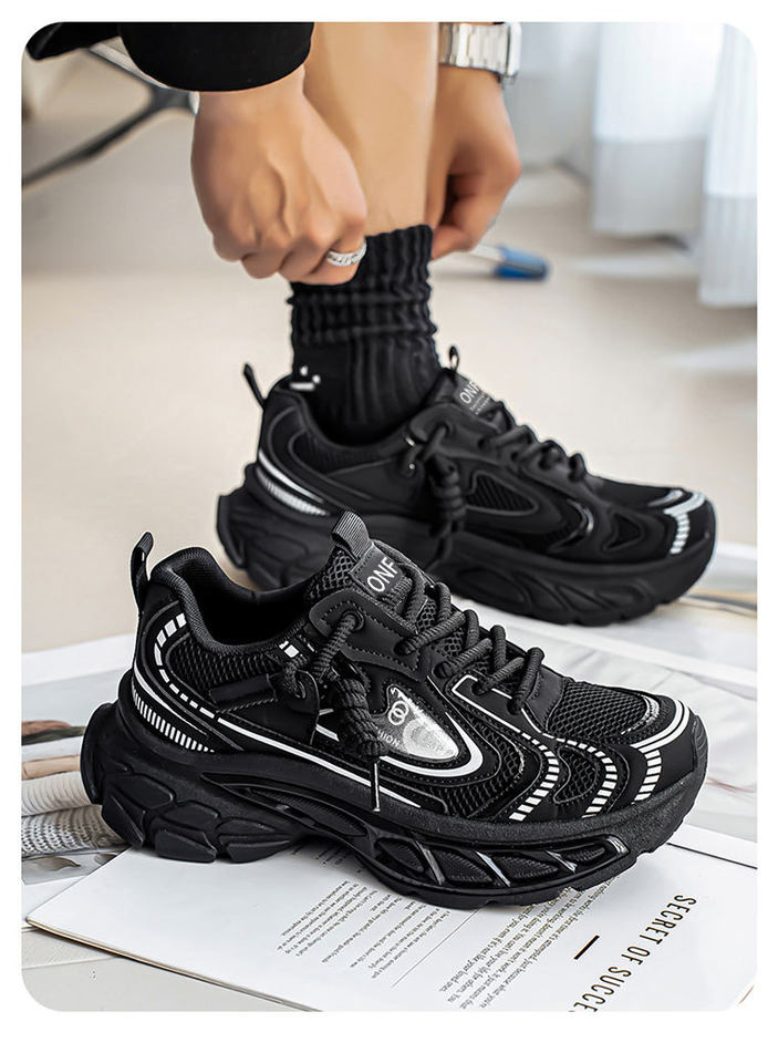 Giày sneaker dad shoes nam cỡ lớn, thân lưới thoáng khí, đế dày tăng chiều cao, gót 3–5 cm — D 71m Thẻ, D71 màu đen, D71 xám bạc chi tiết 14