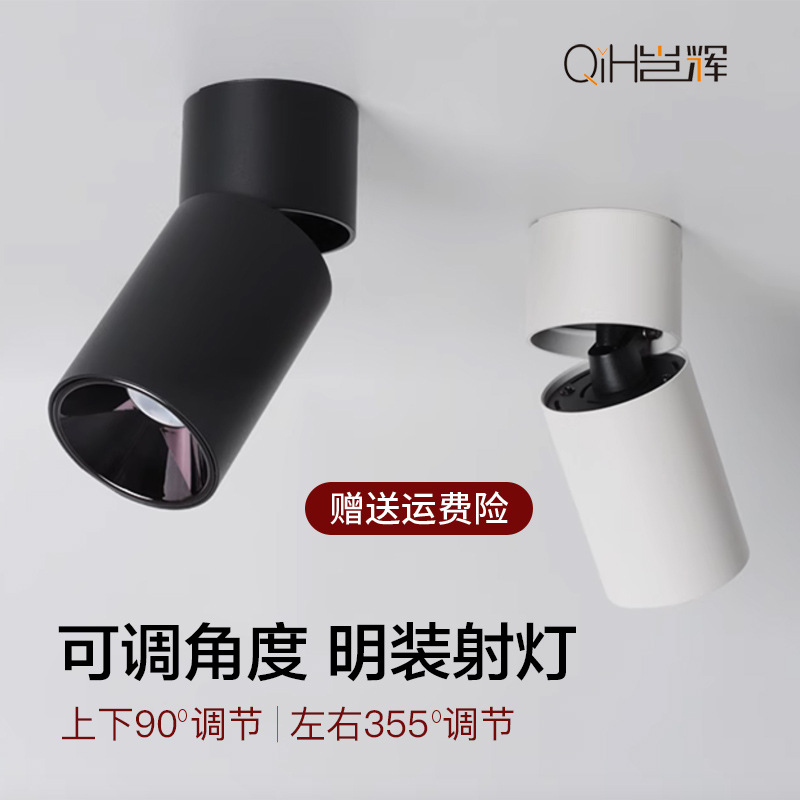 Nórdico minimalista pared de fondo foto pintura lámpara de la pista Ajuste del ángulo del foco abierto plegable giratorio redondo hogar lámpara sin cabeza