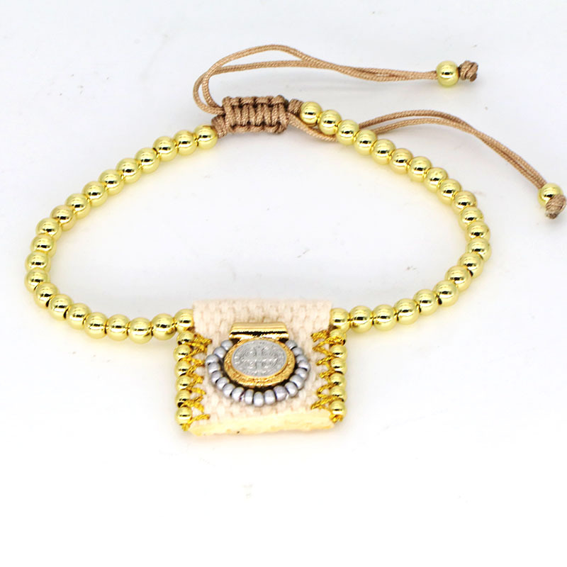 rope, Copper Chain Material ball chain Chain Type Vintage Style Classic Style Virgin Mary Imitation Pearl Cloth Rope Ball Chain Stretch Adjustable String Bracelets Wholesale