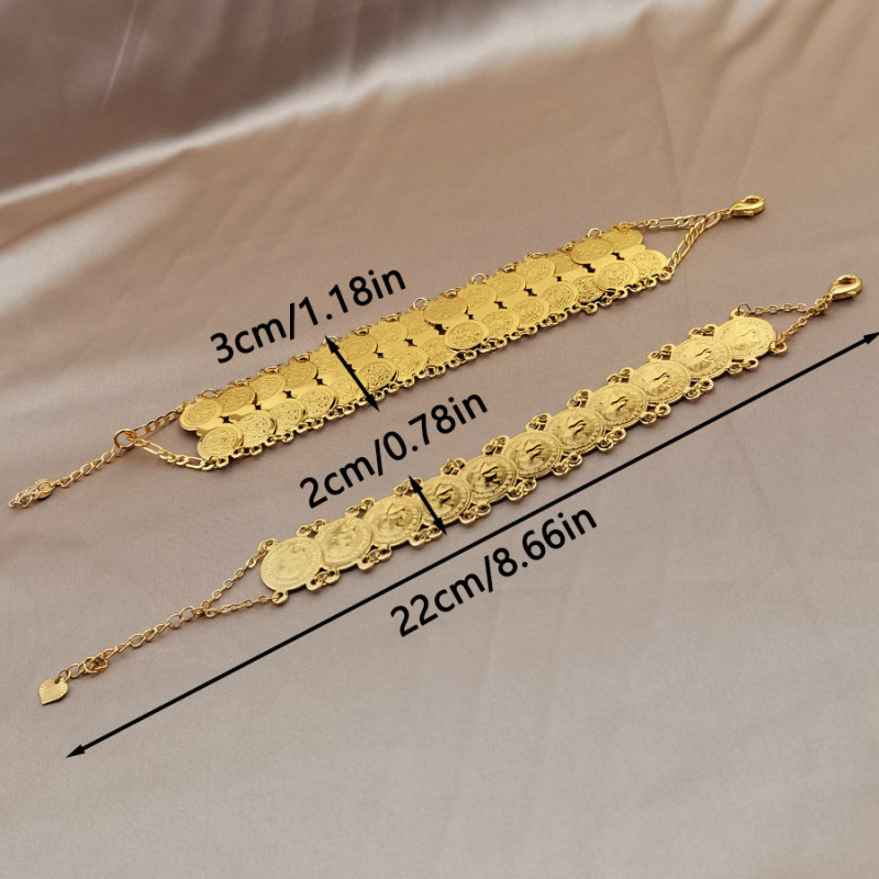 European and American Fashion Round Coin Chain Gold Coin Bracelet Bohemian African Middle Eastern Bride Wedding Wear