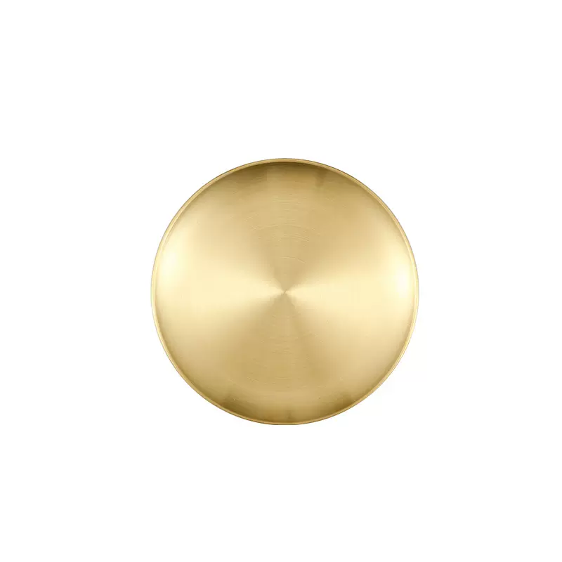 定制logo不锈钢圆盘烤肉盘金色水果点心盘圆形托盘烧烤盘餐具