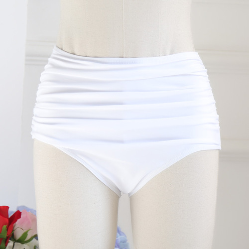 Wholesale High-Waisted Elastic Pleated Brief Swim Trunks Conservative Cover-Belly Multi-Color Large Triangle Swim Trunks