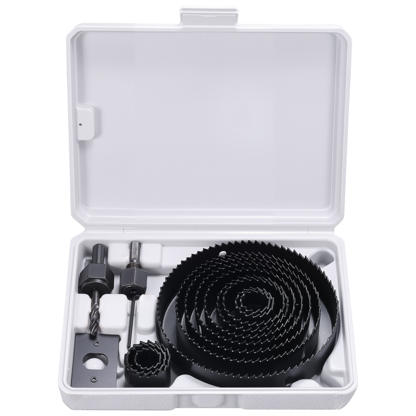 Juego de abridores de agujeros para carpintería Niu Xiang en caja de plástico, juego de abridores de agujeros multifuncionales para el hogar de 16 piezas