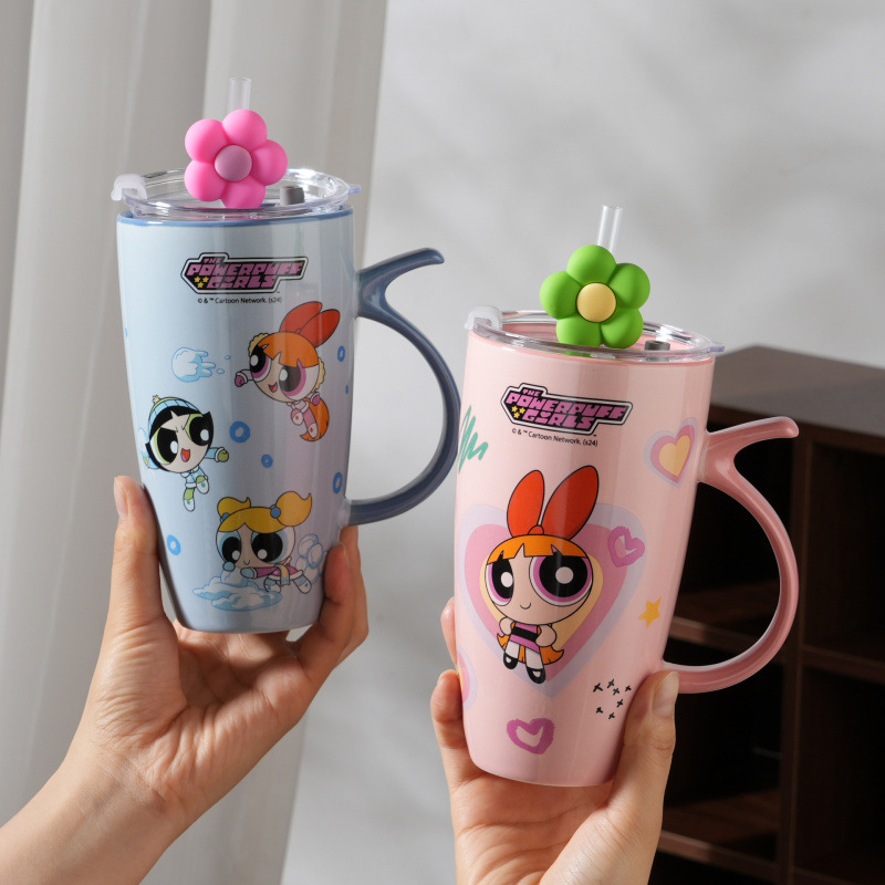 Nuevo auténtico encantador taza de marca de oficina doméstica taza de agua voladora pequeña serie de tazas de cerámica de mujer