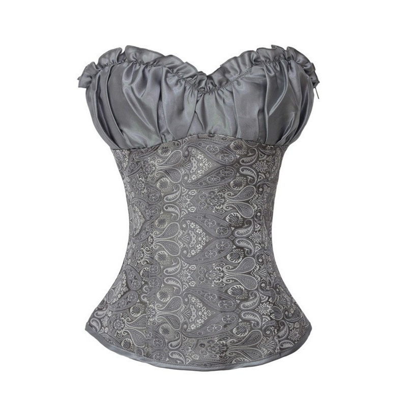 Suministro directo de fábrica de Mu Ze Amazon corset sexy corsé fajas de satén con estampado de palacio chaleco de cintura