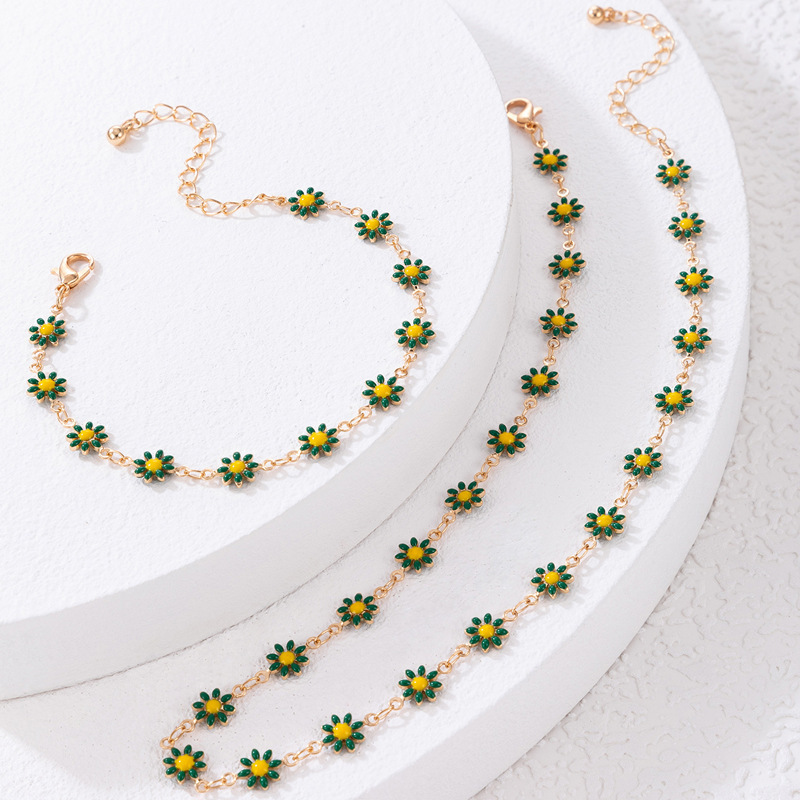 11g Weight Simple Style Flower Alloy Plating Women's Bracelets Necklace