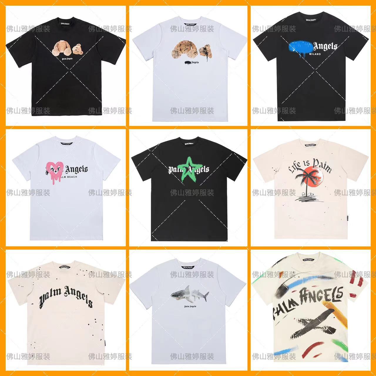 正确版本 潮牌高街断头熊短袖泰迪小熊鲨鱼休闲宽松男女情侣T恤