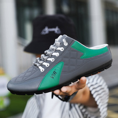 跨境外貿夏季新款男鞋一腳蹬半托包頭豆豆鞋時尚百搭防滑耐磨潮鞋