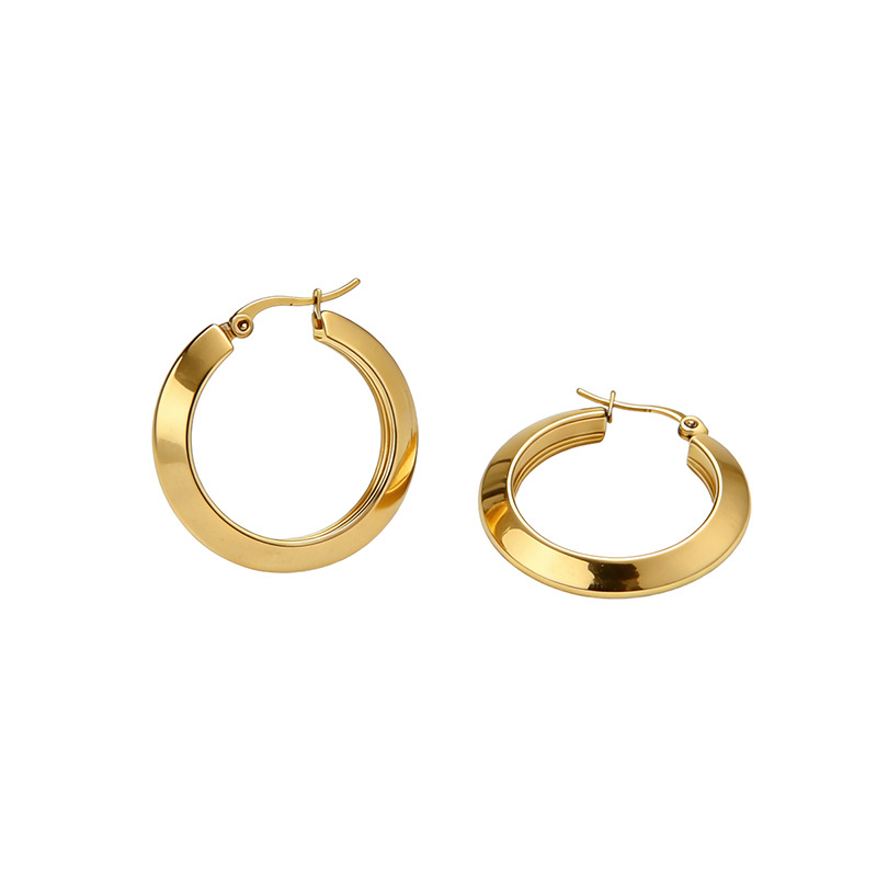 TENA Europa y los Estados Unidos transfronterizos en acero inoxidable chapado en oro 18 quilates aretes de círculo ligero de lujo de alta calidad para mujeres aretes de acero de titanio al por mayor