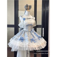 夏の新しいフレンチスタイルの森の女の子プリンセスドレスロマンチックな初恋ウエスト痩身ふわふわドレスショートスカート妖精