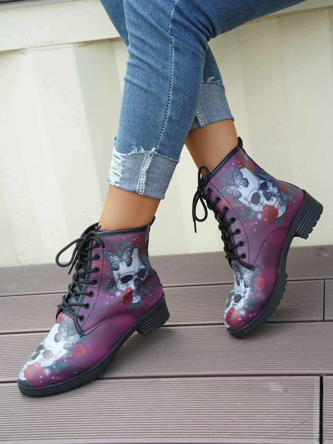 Damenschuhe Herbst und Winter neue Martin Stiefel zum Schnüren bequem PU dicke Sohlen kurze Stiefel im britischen Stil Damenstiefel_voghion.com