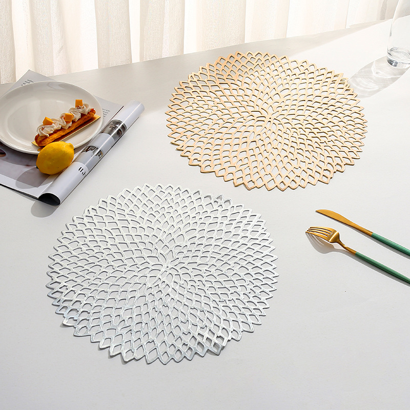 Nuevo estilo europeo almohadilla de decoración de mesa estampado de tenis estampado de oro de pvc almohadilla de taza hueco creativa almohadilla de comedor occidental almohadilla aislante térmico