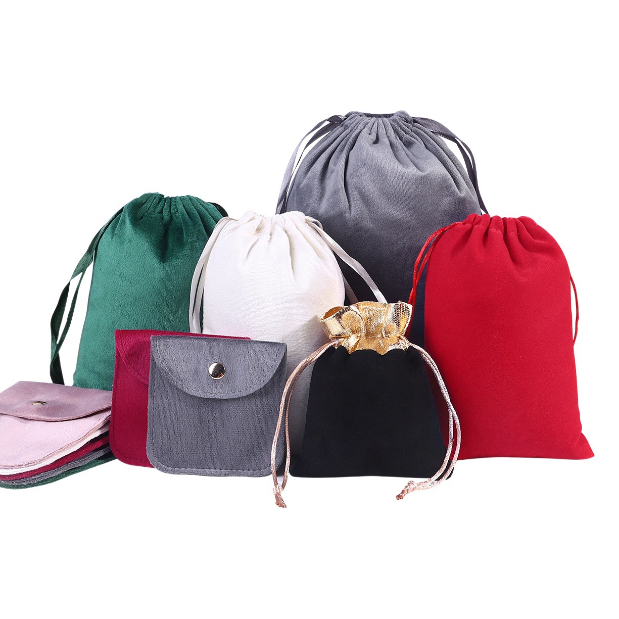 Bolsa de franela al por mayor, bolsa de almacenamiento de joyería, bolsillo con cordón de cordón de terciopelo, bolsa de tela pequeña de embalaje de joyería de terciopelo Lisi