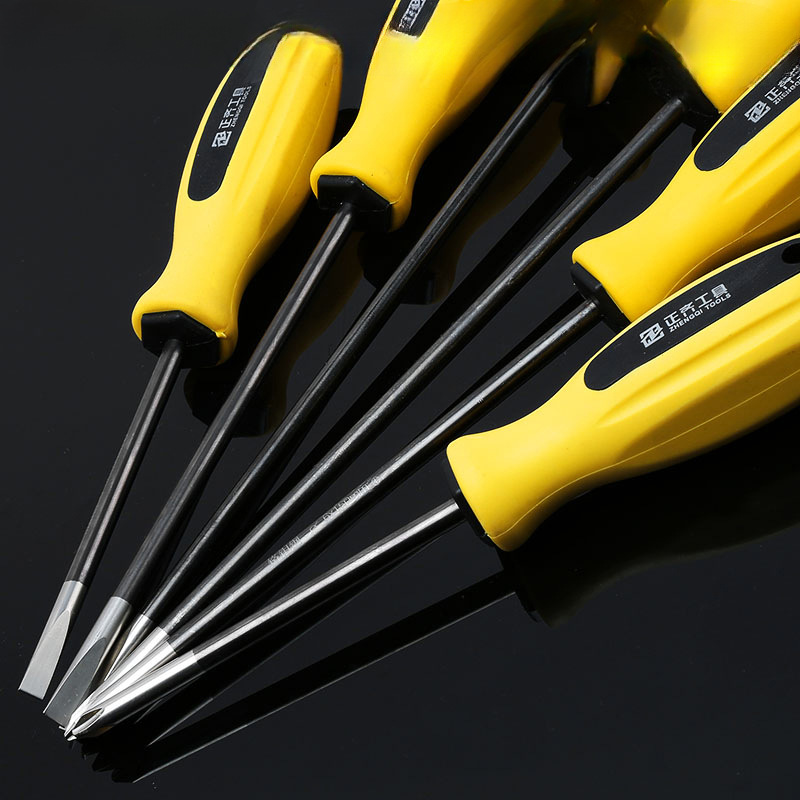 Destornillador de acero al cromo-molibdeno Zhengqi destornillador cruzado destornillador plano 4 pulgadas 6 pulgadas 8 pulgadas herramienta de reparación de tornillos