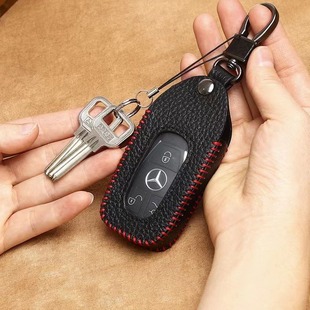 High-end first layer cowhide car remote control cover universal key case universal genuine leather handmade threading car key bag