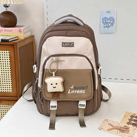 新款透气减负护脊初中书包女生可爱三到六年级大容量糖果色双肩包