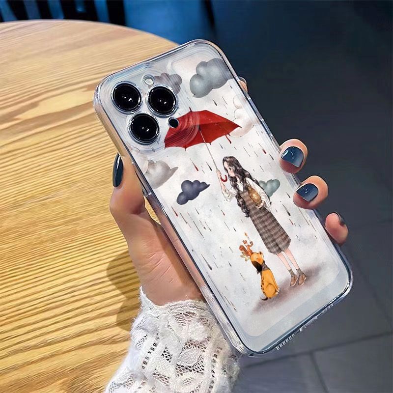 Cover protettiva per iphone con design ragazza con ombrello_voghion.com