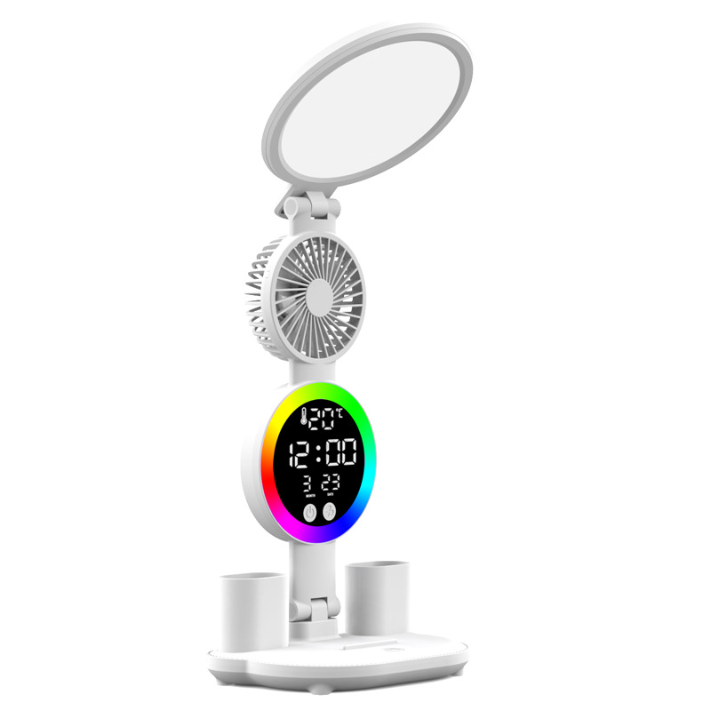 lámpara de escritorio de protección de ojos led atmósfera de carga plegable aprendizaje ventilador redondo dormitorio de estudiantes escritorio inteligente escritorio dormitorio