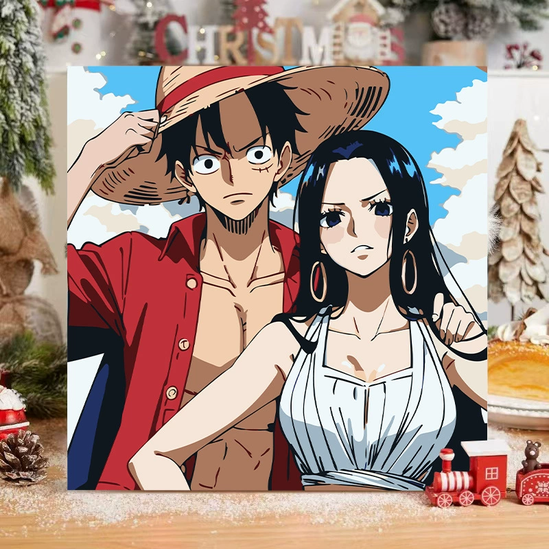 One Piece цифровая масляная живопись DIY раскраска, ручная роспись, Луффи Зоро, аниме-постер, ручная работа