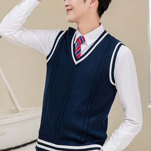 Preppy style sweater vest men's and women's outer wear small jk stacked vest autumn and winter knitted one-piece delivery
