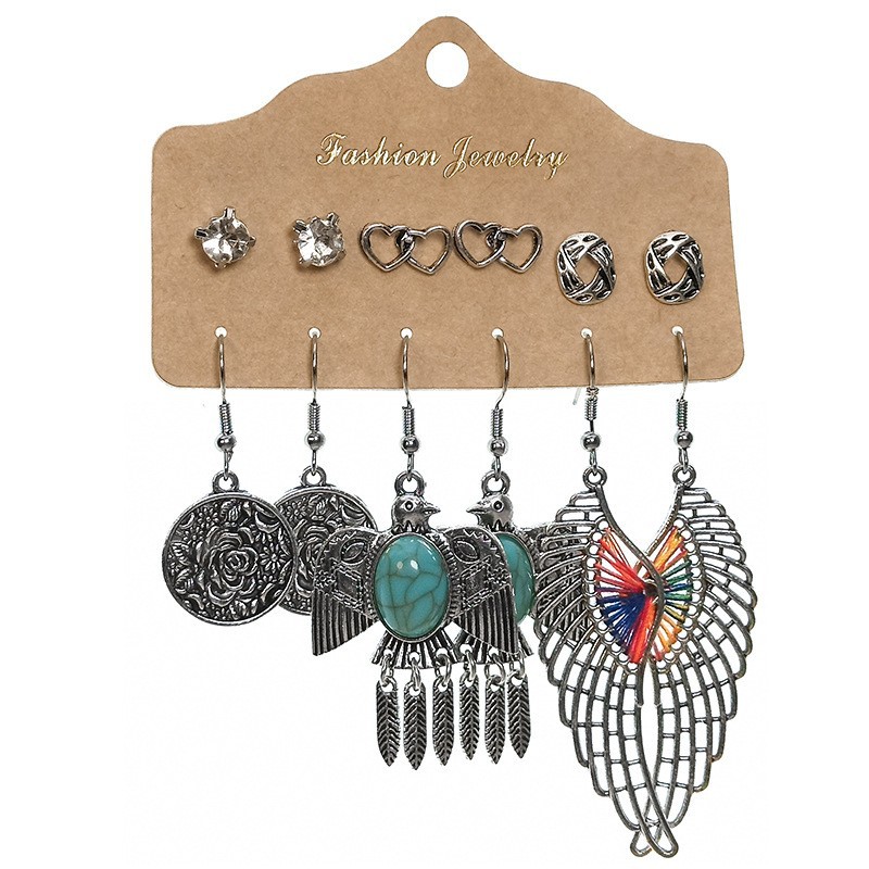 Color Block Pattern 1 Set Retro Color Block Plating Alloy Drop Earrings