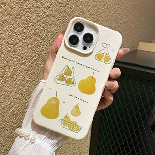 梨子插画奶油风适用iPhone17手机壳软糯皮质感适用苹果16保护套