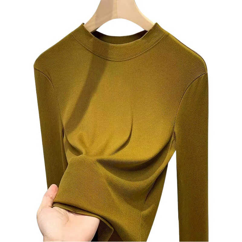 Облегающая рубашка больших размеров, женская новая осенне-зимняя Женская водолазка, свободная облегающая Толстая девушка, покрывающая живот, свитер в западном стиле 3330