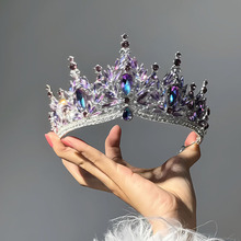 欧美跨境满钻皇冠头饰巴洛克精水钻王冠公主生日头饰新娘头饰批发