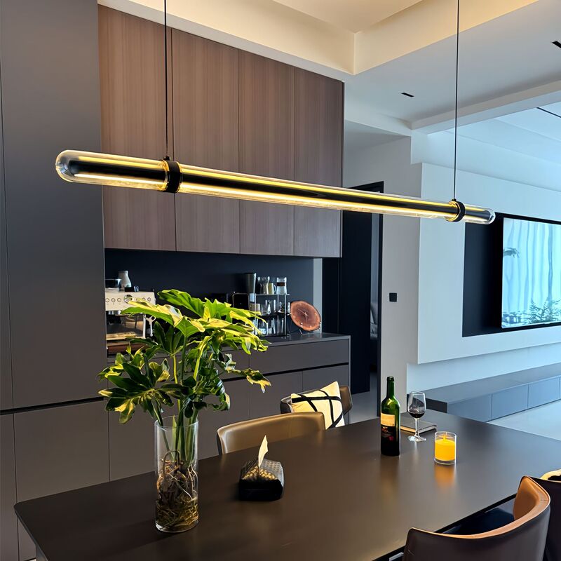 Italian-Style Minimalist Time Tunnel Restaurant Glass Pendant Light Designer High-End Linear Dining Table Island Bar Lighting Fixtures Italian-Style Minimalist Time Tunnel Restaurant Glass Pendant Light Designer High-End Linear Dining Table Island Bar Lighting Fixtures