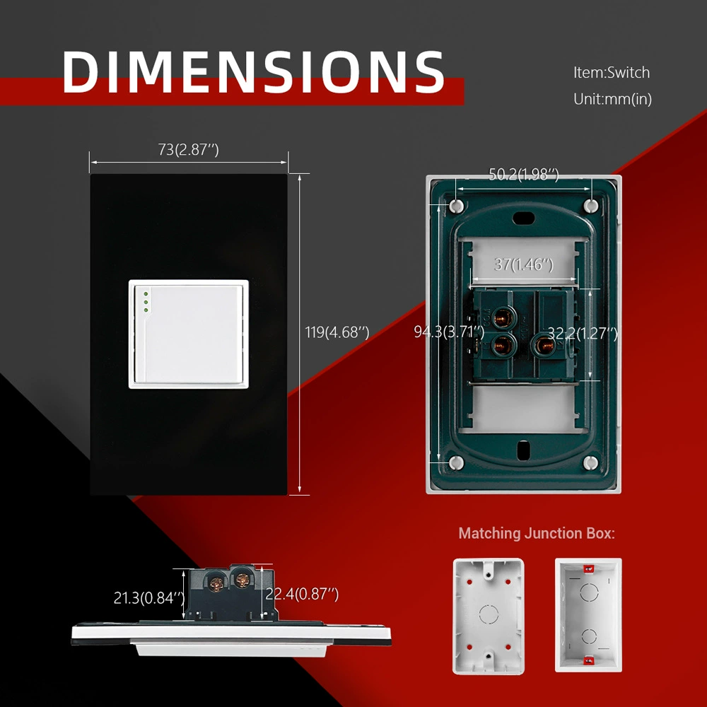 South America 118T series acrylic panel one-position switch 110~250V one-on single-control double-control wall switch