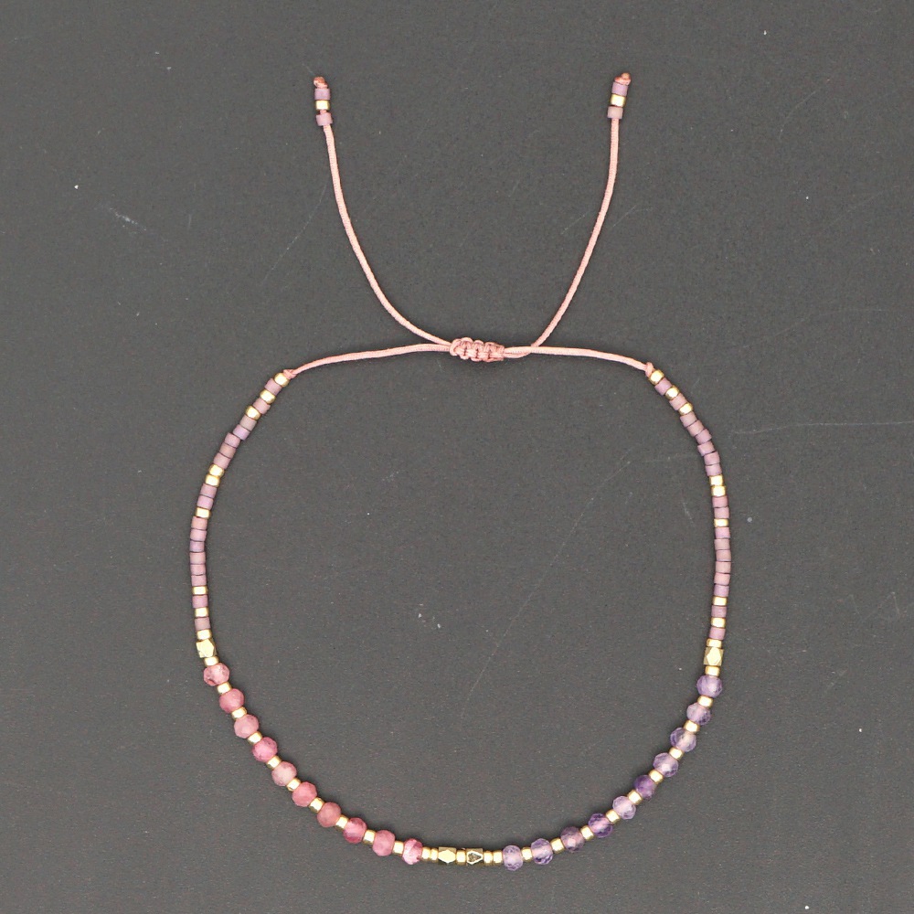 Simple Miyuki Rice Beads Hand-woven Rope Semi-precious Stone Bracelet display picture 4